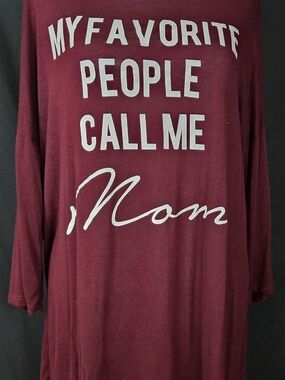Lovely Souls (L) Mom Graphic Long Sleeve Top - Burgundy#706